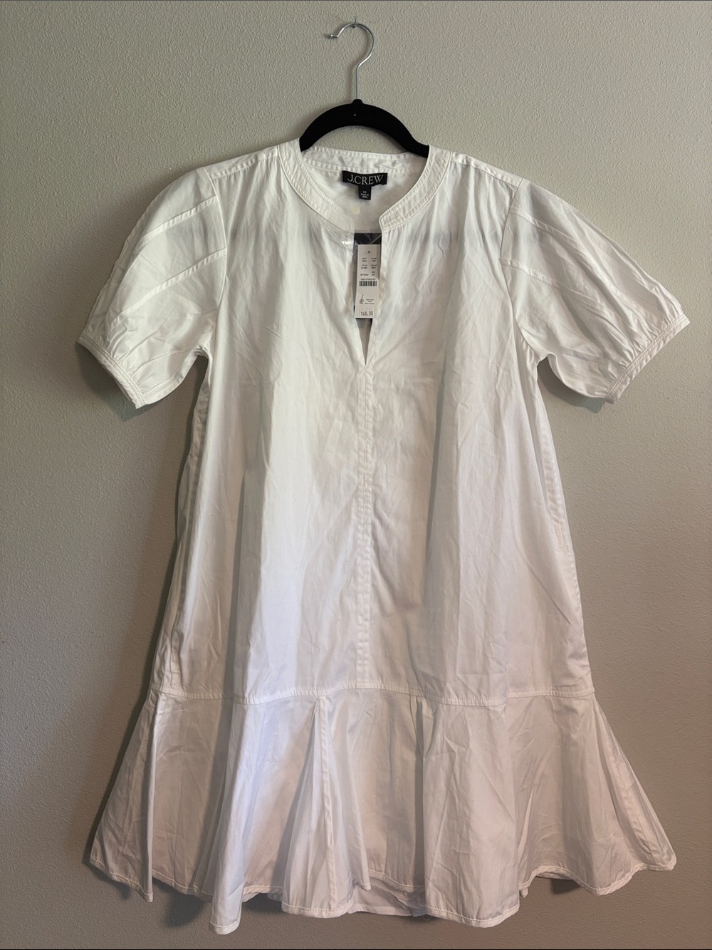 J. Crew White Short-Sleeve Cotton Mini Dress
